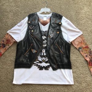 Men’s fake motorcycle tattoo t shirt